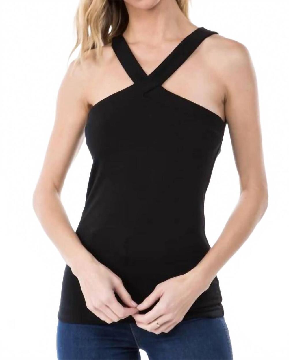 NEW VAVA aria cross strap top in black